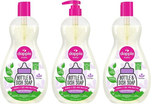 Dapple Baby Lavender Baby Bottle & Dish Soap - (3 Pack) 16.9 fl oz - Plant-Powered Dish Soap for Bottles, Pump Parts, and Sippy Cups - Includes 1 Pump in Kuwait