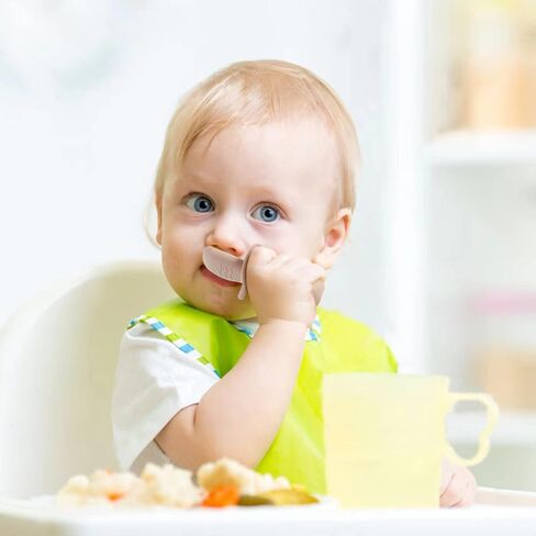PandaEar 6 Pack Silicone Baby Spoons and Fork Feeding Set- Anti-Choke First Self Feeding Utensils for Baby Led Weaning Ages 3 Months -Pink in Kuwait
