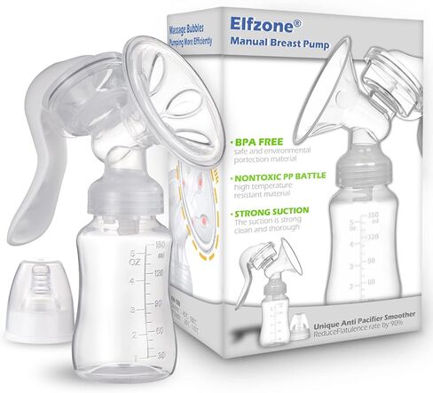 Manual Breast Pump - Adjustable Suction Silicone Hand Pump Breastfeeding, Small Portable Manual Breast Milk Catcher Baby Feeding Pumps & Accessories, White, Mother’s Day Gifts in Kuwait