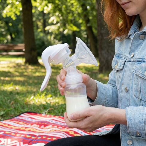Manual Breast Pump - Adjustable Suction Silicone Hand Pump Breastfeeding, Small Portable Manual Breast Milk Catcher Baby Feeding Pumps & Accessories, White, Mother’s Day Gifts in Kuwait