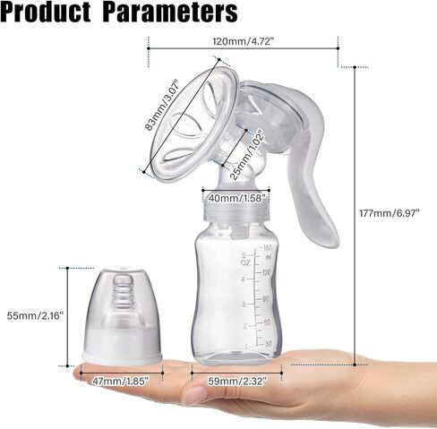 Manual Breast Pump - Adjustable Suction Silicone Hand Pump Breastfeeding, Small Portable Manual Breast Milk Catcher Baby Feeding Pumps & Accessories, White, Mother’s Day Gifts in Kuwait