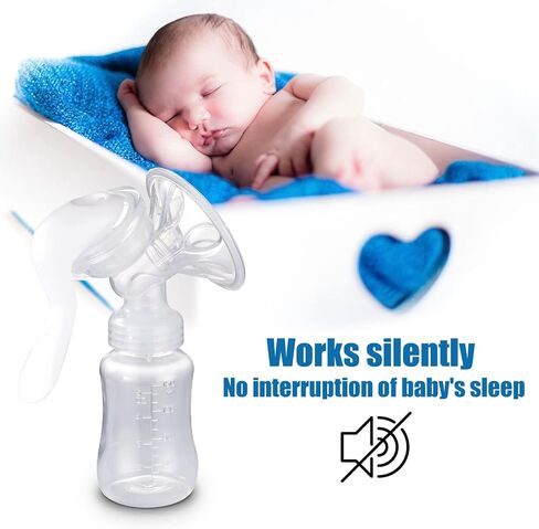 Manual Breast Pump - Adjustable Suction Silicone Hand Pump Breastfeeding, Small Portable Manual Breast Milk Catcher Baby Feeding Pumps & Accessories, White, Mother’s Day Gifts in Kuwait