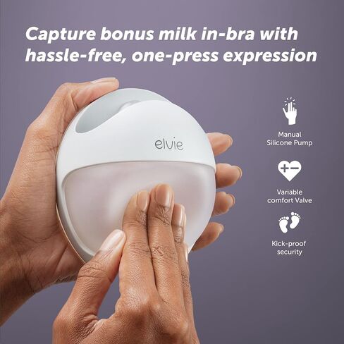 Elvie Curve - Manual Wearable Breast Pump - Hands-Free, Kick-Proof, Portable Silicone Pump that Can Be Worn in-Bra for Gentle, Natural Milk Expression - Breast Feeding Essentials | Kick-proof, portable, can be worn in-bra, gentle and natural milk expressi in Kuwait