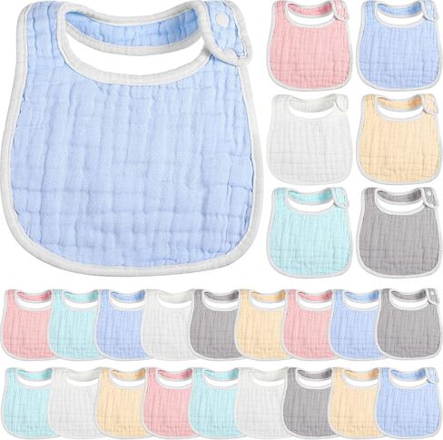 Yahenda 24 Pcs Muslin Baby Bibs Bandana Drool Bibs for Unisex Boys Girls Soft Cotton Drooling 8 Absorbent Layer,adjustable in Kuwait