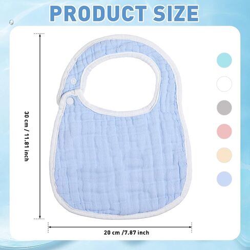 Yahenda 24 Pcs Muslin Baby Bibs Bandana Drool Bibs for Unisex Boys Girls Soft Cotton Drooling 8 Absorbent Layer,adjustable in Kuwait