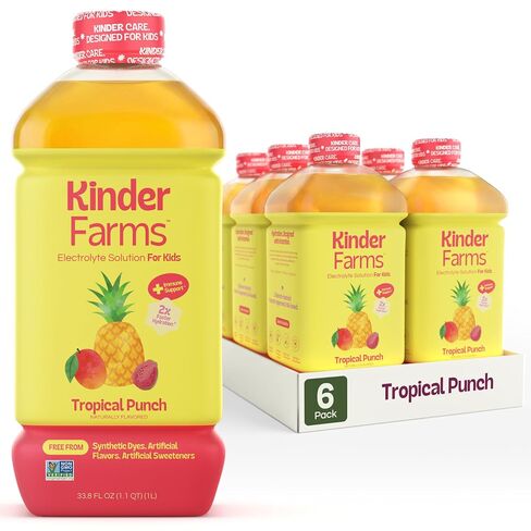 KinderFarms Electrolyte Solution for Kids and Adults - Hydration Drink (Grape, 6 Pack), No Artificial Sweeteners or Flavors, No Synthetic Dyes, Vegan, Non-GMO, Gluten-Free in Kuwait