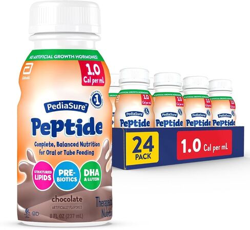 PediaSure Peptide 1.0 Cal, Peptide-Based Formula, Sole-Source Nutrition Drink for Tube Feeding or Oral Nutrition, Vanilla, 8-fl-oz Bottle, Pack of 24 in Kuwait