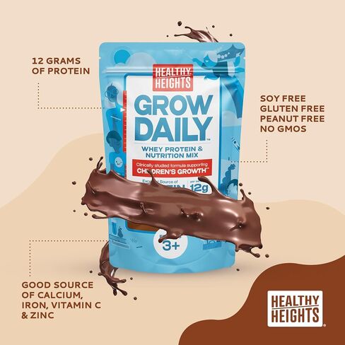Healthy Heights Grow Daily Kids Protein Drink Mix (Chocolate) - High Protein Shake for Kids 3+, 21.6 oz in Kuwait