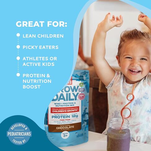 Healthy Heights Grow Daily Kids Protein Drink Mix (Chocolate) - High Protein Shake for Kids 3+, 21.6 oz in Kuwait