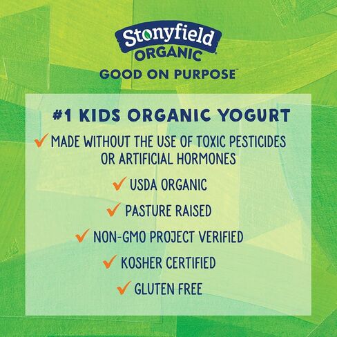 Stonyfield Organic Lowfat Yogurt Smoothies, Very Berry, 3.1 oz.,- #1 Organic Kids Yogurt, Real Fruit & Wholesome Ingredients, 6 count (Pack of 1) in Kuwait