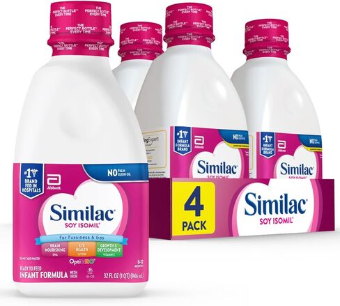Similac Soy Isomil Infant Formula, for Fussiness & Gas, Plant-Based Protein, Infant Formula Powder, 30.8-oz Value Can, Pack of 4 in Saudi Arabia