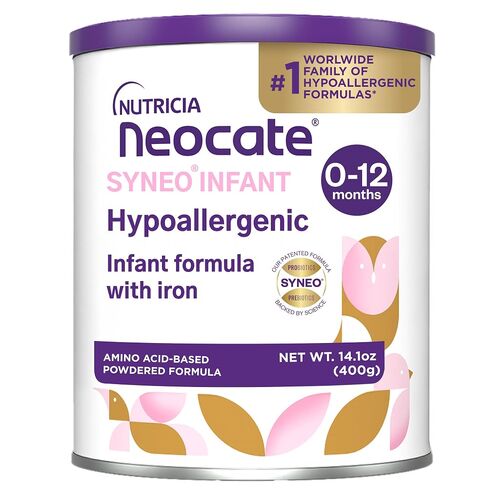 Neocate Syneo Infant - Hypoallergenic, Dairy-free, Amino Acid-Based Baby Formula with Prebiotic Fiber, Probiotics & DHA/ARA - Food Allergy-Friendly Formula - 14.1 oz (Pack of 4) in Kuwait
