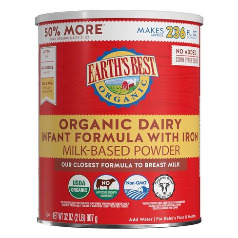 Earth's Best Organic Baby Formula for Babies 0-12 Months, Powdered Dairy Infant Formula with Iron, Omega-3 DHA, and Omega-6 ARA, 32 oz Formula Container in Kuwait