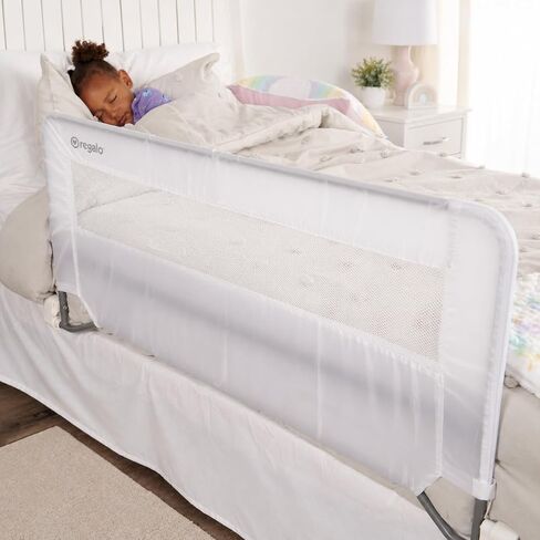 Regalo Swing Down Toddler Bed Rail Guard, NO Tools Required, Bed Rail for Toddlers with Patented Gap Guard, Toddler Bed Rail, Fits Twin, Full & Queen Beds, Bed Safety Rail for Kids Bed, 43" Long in Kuwait