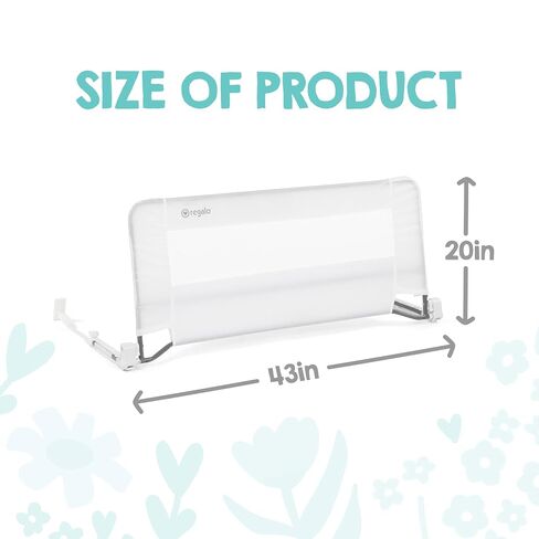 Regalo Swing Down Toddler Bed Rail Guard, NO Tools Required, Bed Rail for Toddlers with Patented Gap Guard, Toddler Bed Rail, Fits Twin, Full & Queen Beds, Bed Safety Rail for Kids Bed, 43" Long in Kuwait