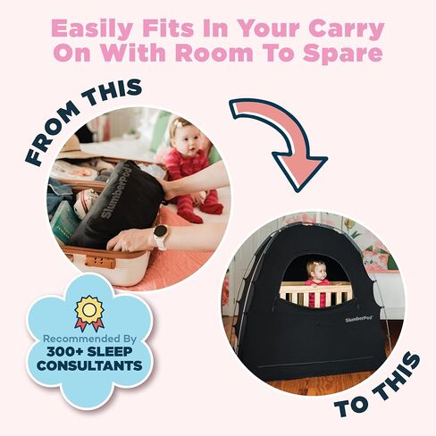 SlumberPod Original Blackout Sleep Tent with Fan for Pack N Play, Mini Crib | Fan Included, Sleep Pod for Babies & Toddlers, Blocks 99% Light, Includes Monitor & Fan Pouches, Shark Tank Featured, Black in Kuwait