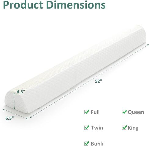 Shinnwa Bed Bumpers for Toddlers & Kids (2-Pack), Memory Foam Bed Rail for Adults, Bed Edge Safety Guard for Queen, King, Full Bed, Non-Slip Bottom, Machine Washable Cover in Kuwait