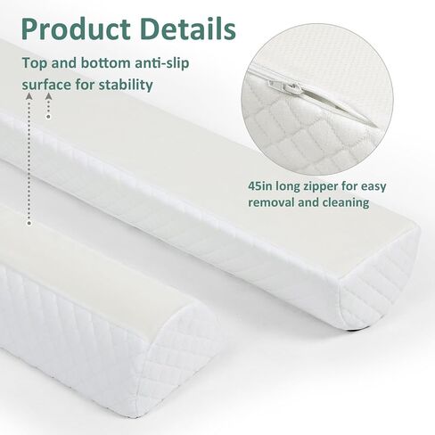 Shinnwa Bed Bumpers for Toddlers & Kids (2-Pack), Memory Foam Bed Rail for Adults, Bed Edge Safety Guard for Queen, King, Full Bed, Non-Slip Bottom, Machine Washable Cover in Kuwait