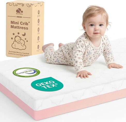 Dual Sided Pack and Play Mattress, 3 Inch Thick Soft & Firm Memory Foam Breathable Portable Pack n Play Mattresses, 4 in1 Baby Playpen Mattresses with Removable Washable Cover - 38x26x3 Inch in Kuwait