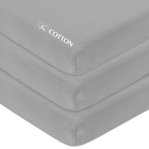 American Baby Company 3 Pack Fitted Mini Crib Sheet 38x24",Gray Star/Zigzag | 100% Natural Cotton Small Nesting Portable Crib Sheet, Fits Pack N Play Mattress - Soft & Breathable, Neutral for Boy & Girl in Kuwait