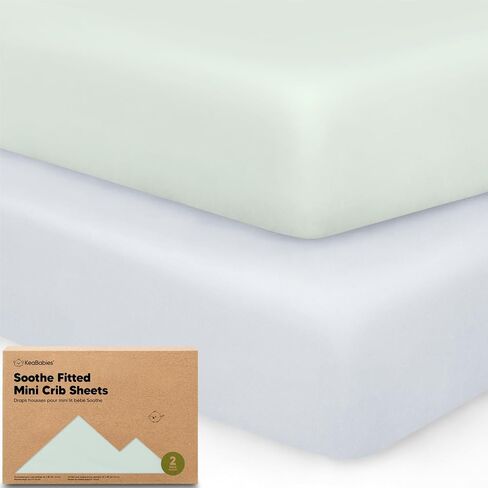 2-Pack Mini Crib Sheets Fitted, 38x26 Pack N Play Mattress Sheets (Elly) | Organic Cotton Sheets for Pack and Play Mattress, Soft, Breathable Playard Bedding Sheet, Mini Toddler Bed Cover, Boys, Girls in Kuwait