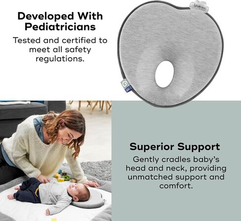 Babymoov Lovenest Baby Head Support, Soft Infant Support for Supervised Awake Time, Stroller & Bouncer Use, Breathable Fabric, Lightweight Newborn Support, Grey in Kuwait
