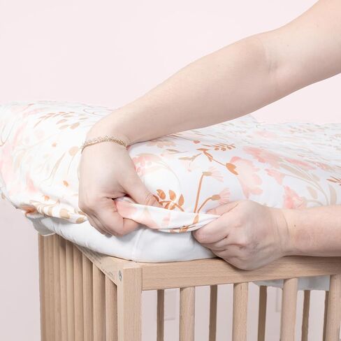 The Peanutshell 4-Pack Fitted Crib Sheet Set - Super Soft & Breathable Baby Girl Crib Sheets, Nursery Decor, Fit for Standard Mattress Cover- Whimsical Floral in Kuwait