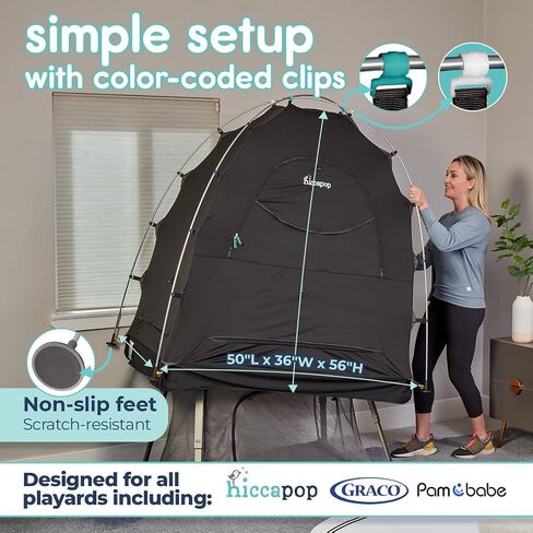 Hiccapop Blackout Tent for Pack and Play, Blackout Cover, Blocks 98%, Green in Kuwait