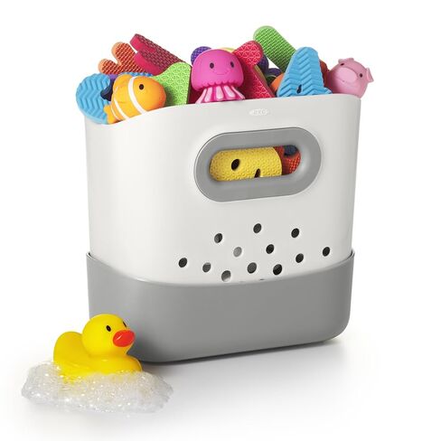 OXO Tot Stand Up Bath Toy Storage Organizer, 7.1 L, Large Capacity Bin for Baby Bath Essentials - Gray in Kuwait