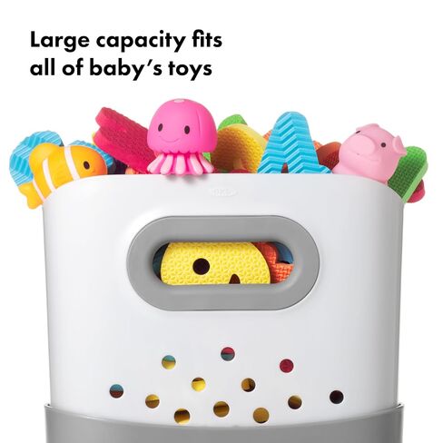 OXO Tot Stand Up Bath Toy Storage Organizer, 7.1 L, Large Capacity Bin for Baby Bath Essentials - Gray in Kuwait