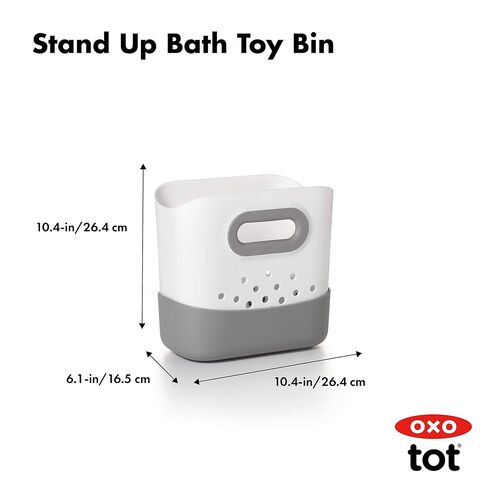 OXO Tot Stand Up Bath Toy Storage Organizer, 7.1 L, Large Capacity Bin for Baby Bath Essentials - Gray in Kuwait