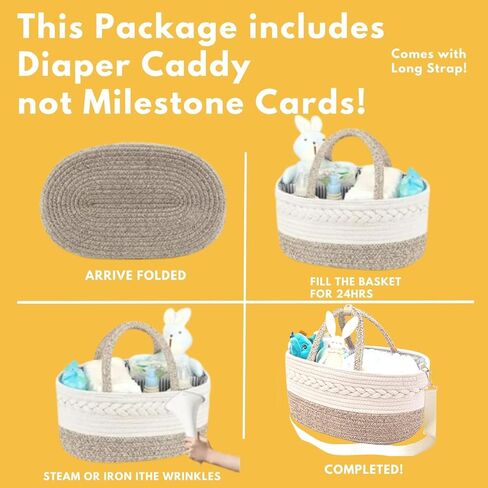 Baby Changing Basket Set with Diaper Caddy Organizer Macrame Boho Moses Basket for Babies, Handmade 100% Cotton Rope, Woven Portable Nursery Decor Waterproof Pad & Floral Pad in Kuwait
