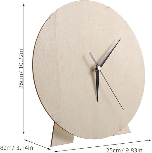 DIY Clock Dial, Blank Wooden Round Clock Part Beige Color, Educational Tool and Painting Craft for Nursery and Craft Projects in Kuwait