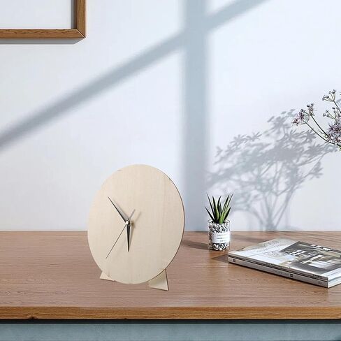 DIY Clock Dial, Blank Wooden Round Clock Part Beige Color, Educational Tool and Painting Craft for Nursery and Craft Projects in Kuwait