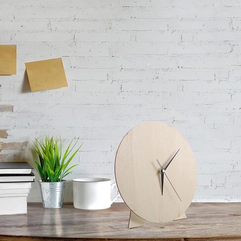 DIY Clock Dial, Blank Wooden Round Clock Part Beige Color, Educational Tool and Painting Craft for Nursery and Craft Projects in Kuwait