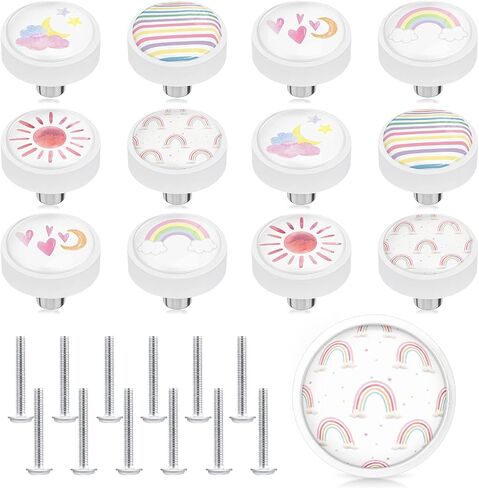 Fumete 12 Set Animal Silicone Drawer Knob, Round Cabinet Drawer Knobs Screws for Kids Dresser Nursery Closet Kitchen Cabinet in Kuwait