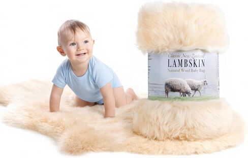 New Zealand Lambskin Baby Rug, Unshorn Sheepskin, Large 2x3 ft, Oeko-Tex | Unshorn New Zealand lambskin with natural-length silky lambswool. Ethically sourced, Oeko-Tex Standard 100 certified. in Kuwait