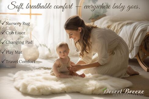 New Zealand Lambskin Baby Rug, Unshorn Sheepskin, Large 2x3 ft, Oeko-Tex | Unshorn New Zealand lambskin with natural-length silky lambswool. Ethically sourced, Oeko-Tex Standard 100 certified. in Kuwait