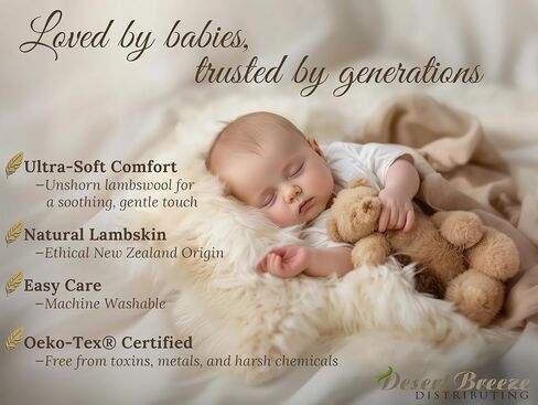 New Zealand Lambskin Baby Rug, Unshorn Sheepskin, Large 2x3 ft, Oeko-Tex | Unshorn New Zealand lambskin with natural-length silky lambswool. Ethically sourced, Oeko-Tex Standard 100 certified. in Kuwait