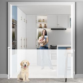 120 Inches Extra Wide Retractable Baby Gates Adjustable Retractable Dog gate Extra Long Mesh Baby Gate Pet Gates for Dogs for Stairs, Hallways and Doorways Safety Gates for Kids Child(120Inches) in Kuwait
