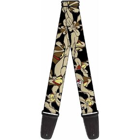 Buckle-Down Guitar Strap - Wile E. Coyote Expressions Black - 2" Wide - 29-54" Length