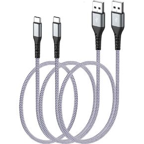 كابل USB C بطول 3 أقدام، شحن سريع 3 أمبير، كابل USB A إلى النوع C سلك شاحن مضفر لهاتف iPhone 15/15 Pro/15 Plus/15 Pro Max Samsung Galaxy S24 S23 S22 S21 S20 S10 A71 A51 A20 Note 8 9 10 in Kuwait