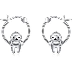 TIGER RIDER Guinea Pig Sloth Koala Bunny Elephant Hoop Earrings for Women 925 Sterling Silver Cute Animal Jewelry Hypoallergenic Christmas Birthday Gifts for Girls