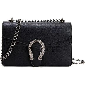 HELFNE Chain Crossbody Bags Purses for Women Trendy,Fashion Evening Bags Satchel Handbags,Cute Vegan Shoulder Bag