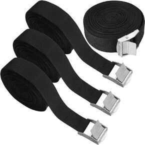 4 Pcs Lashing Straps, 1" x 16Ft(196") Adjustable Tie Down Ratchet Tie Straps with Buckles, Black Cam Lock Strap Cargo Packing Straps Heavy-Duty for Cargo/Luggage/Kayak/Truck/SUV/Car Roof Rack