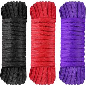 Soft Cotton Rope, 32 feet / 10m Rope, 8mm Thick, Soft Rope, Soft Tying Rope Multi-Purpose Washable Strong Multifunctional Rope Long Strap - (3Black)