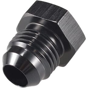 4AN Male Flare Blanking Plug Fitting, AN4 7/16-20 UNF Hex Cap Lock Hose Fitting Tube Adapter Black Aluminum Anodized