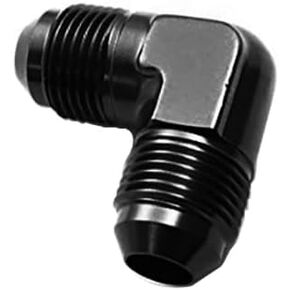 6AN to 6AN Male Flare Coupler Union 90 Degree Fuel Line Hose Adapter Fitting Black Aluminum Anodized