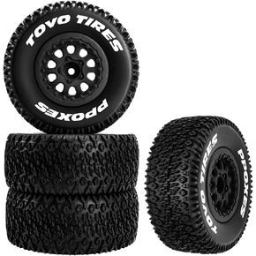 EPINON 12mm Hex RC Wheels and Tires RC Truck Tires with Foam Inserts for 1/10 Slash 2WD/4×4 F-150 Axial Losi Redcat Rc4wd HSP Tamiya HPI Kyosho (4 Pcs)