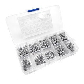 Medsuo 570pcs 304 Stainless Steel Metric Precision Bearing Balls 2-7mm Assorted Loose Bicycle Bearing Steel Ball Assortment for Industrial Accessories, Bicycle Wheel, Skateboard Bearings (10 Sizes)